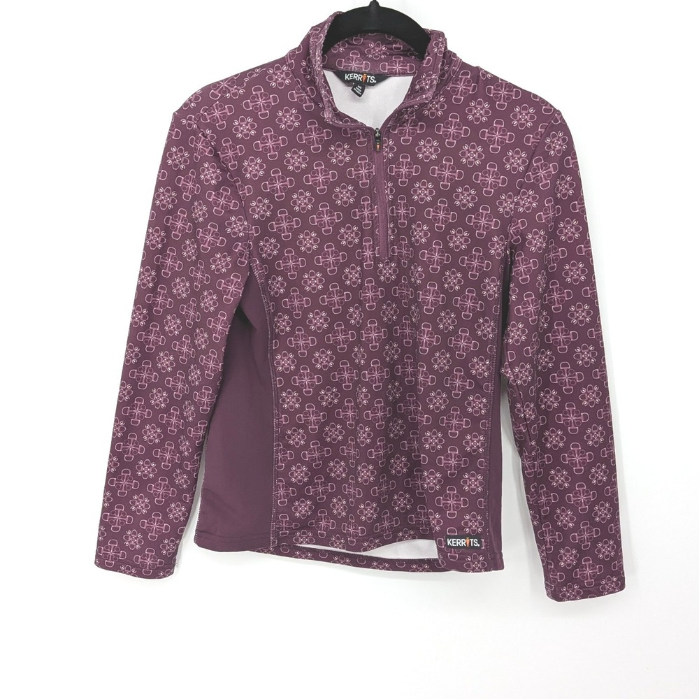 Kerrits Quarter Zip Top Girl Medium Purple Horse Equestrian Performance Fleece